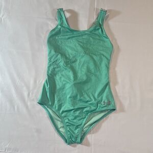 Under Armour HeatGear Girls Green Solid One-Piece Swimsuit Size 12